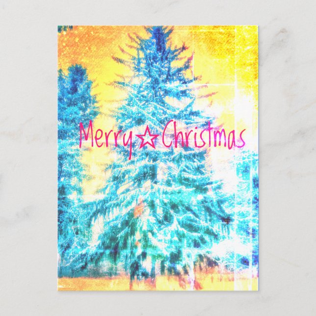 MERRY CHRISTMAS SPRUCE LIGHT1 POSTCARD POSTKARTE (Vorderseite)
