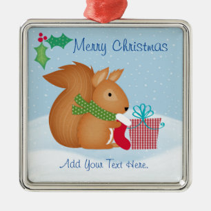 Merry Christmas Squirrel Ceramic Ornament Aus Metall
