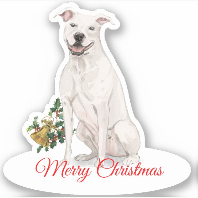 Merry Christmas Staffordshire Custom-Cut Vinyl Aufkleber (Vorderseite)