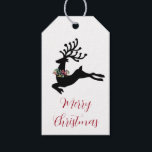 Merry Christmas Stag Gift Tags Geschenkanhänger<br><div class="desc">Einfach Frohe Weihnachtsschrift und Rentier Silhouette roten Geschenktag. Von und auf der Rückseite des Tags. Sie können dies auch löschen,  wenn Sie es vorziehen.</div>