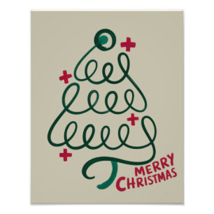 Merry Christmas Stethoscope CNA Medical Worker Fotodruck