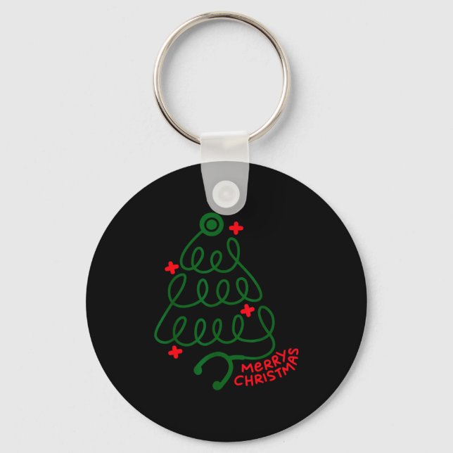 Merry Christmas Stethoscope Nurse Cna Xmas Holiday Schlüsselanhänger (Vorderseite)