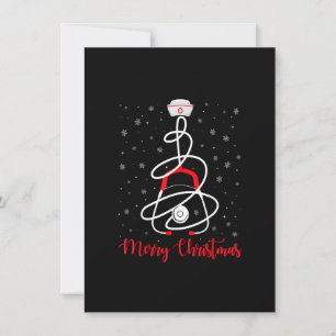 Merry Christmas Stethoscope Tree Funny Nurse Nursi Einladung