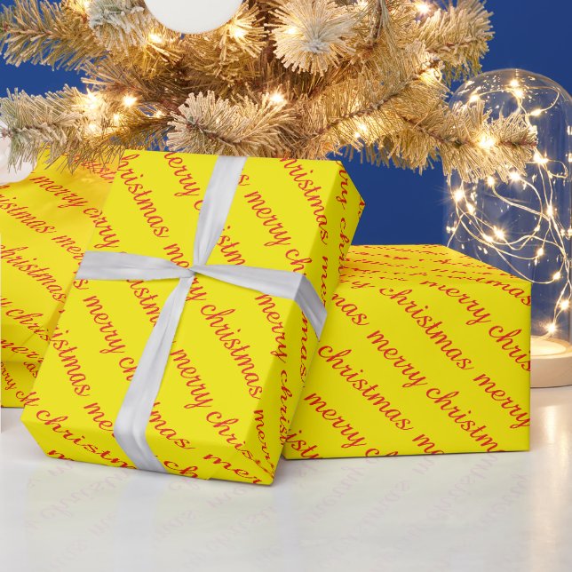 MERRY CHRISTMAS STYLISH MODERN YELLOW COLOR GIFTS GESCHENKPAPIER (Feiertage)