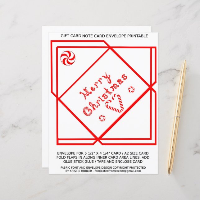 Merry Christmas Swirl Gift Card A2 Envelope paper (Vorderseite/Rückseite Beispiel)