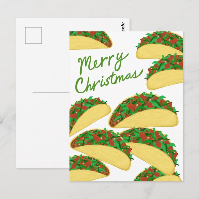 MERRY CHRISTMAS Taco Avalanche Deluxe Urlaub Postkarte (Vorne/Hinten)