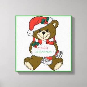 " MERRY CHRISTMAS " TEDDY BEAR LEINWANDDRUCK