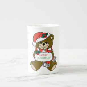 " MERRY CHRISTMAS " TEDDY BEAR PROZELLANTASSE
