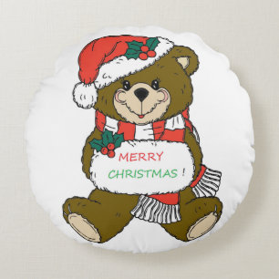 "MERRY CHRISTMAS" TEDDY BEAR RUNDES KISSEN
