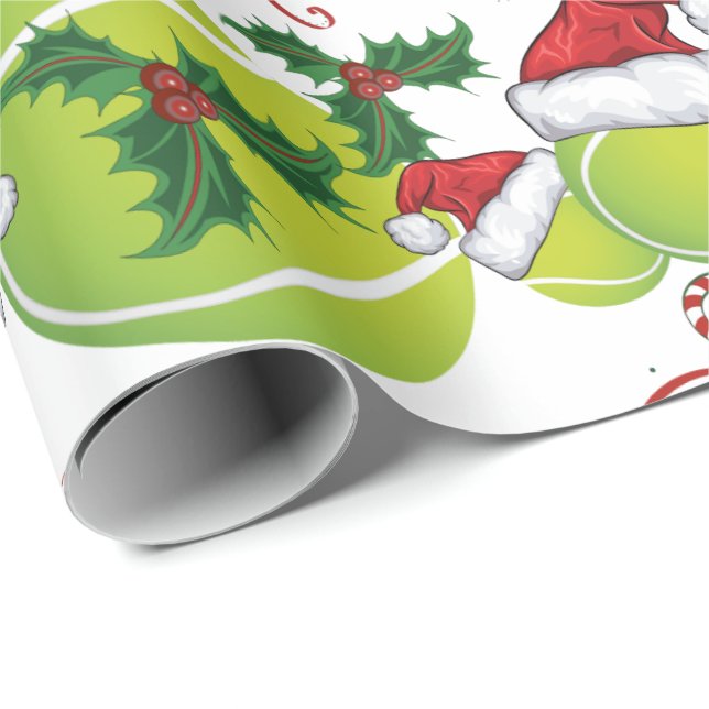 Merry Christmas Tennis Ball Santa Geschenkpapier (Rolleneckpunkt)