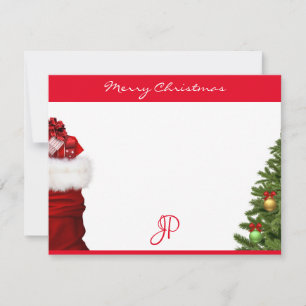Merry Christmas Text Monogram Calligraphy Script Mitteilungskarte