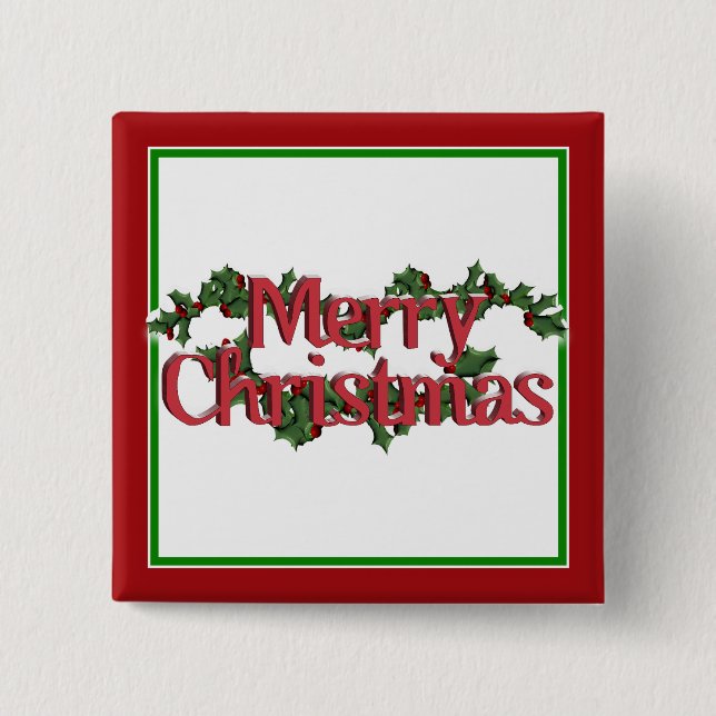 Merry Christmas Text with Wreath & Snow Button (Vorderseite)