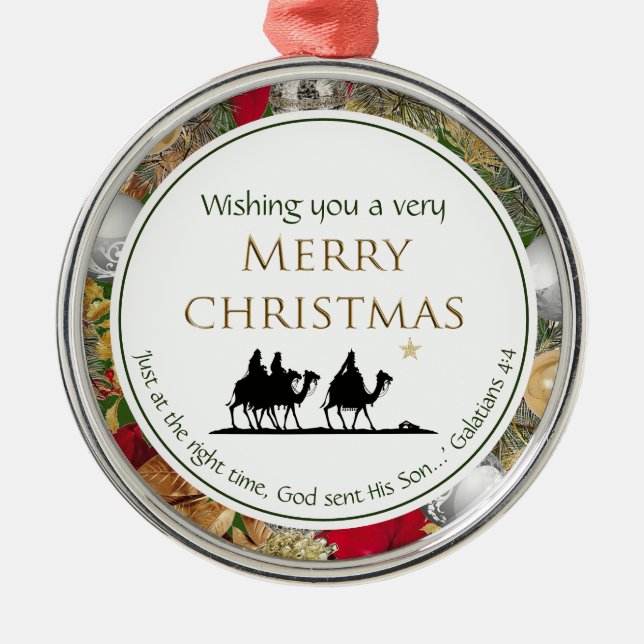 MERRY CHRISTMAS Three Wise Men Christlich Ornament Aus Metall (Vorne)