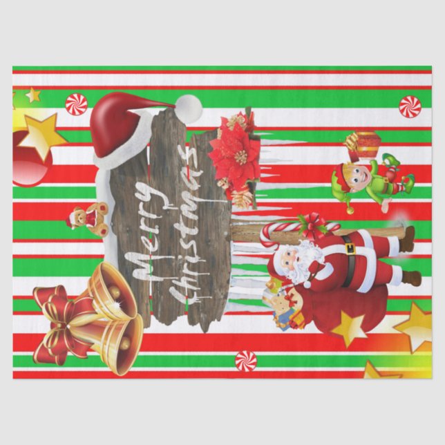 Merry Christmas Tissue Santa Elf Seidenpapier (Vorderseite)