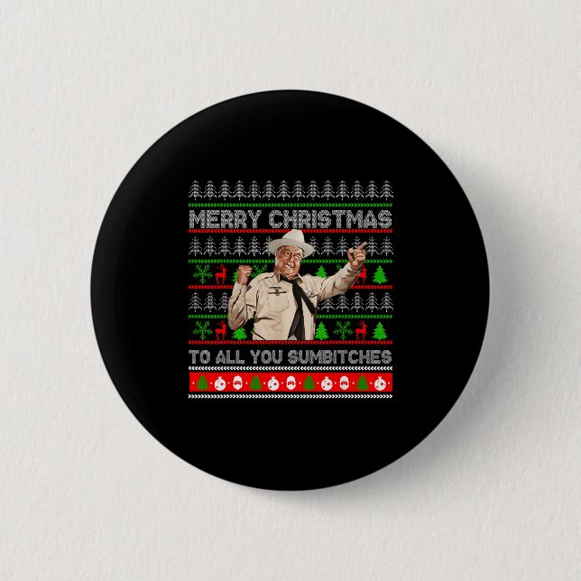Merry Christmas To All You Sumes Ugly Sweater Retr Button (Vorderseite)