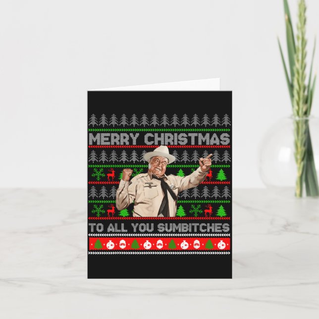 Merry Christmas To All You Sumes Ugly Sweater Retr Karte (Vorderseite)