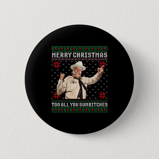 Merry Christmas To All You Sumes Ugly Sweater Vint Button (Vorderseite)