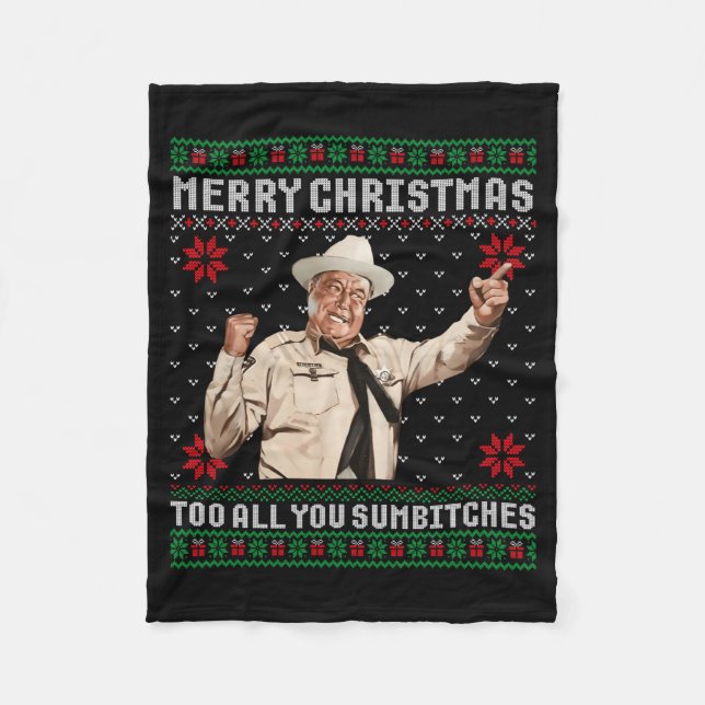 Merry Christmas To All You Sumes Ugly Sweater Vint Fleecedecke (Vorderseite)