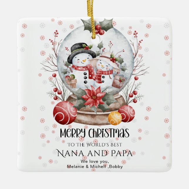 Merry Christmas To The World's Best Grandparents  Keramikornament (Vorderseite)