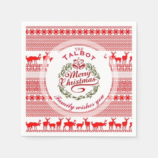 MERRY CHRISTMAS Traditionelles personalisiertes P  Serviette (Vorderseite)