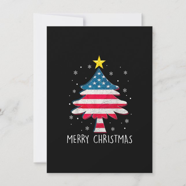 Merry Christmas Tree American Flag Funny US Flag X Einladung (Vorderseite)