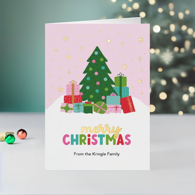 Merry Christmas Tree and Gifts in Pastel Pink (Feiertag In Situ 2)