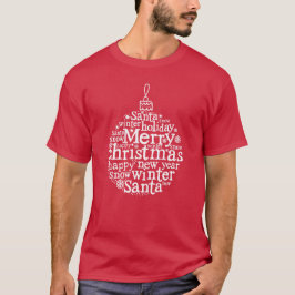Merry Christmas Tree Ball Typografie Design Red T-Shirt