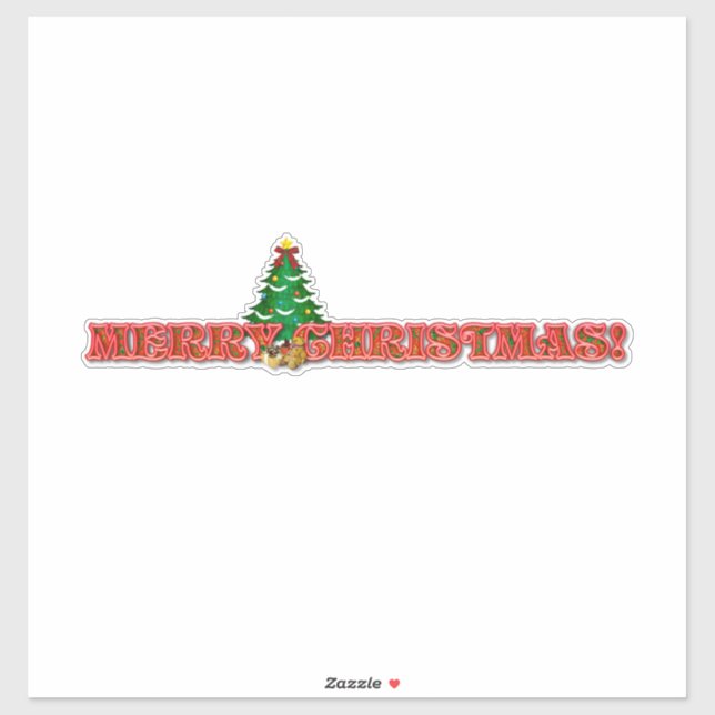 Merry Christmas Tree Custom-Cut Vinyl Sticker (Blatt)