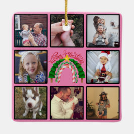 Merry Christmas Tree Custom Foto Collage Keramikornament