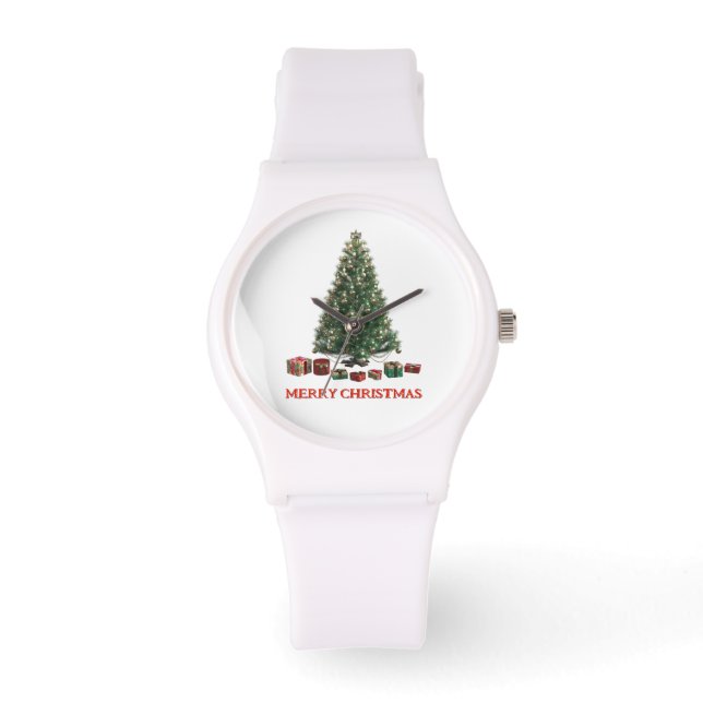Merry Christmas. Tree (design 1) with gifts Armbanduhr (Vorderseite)