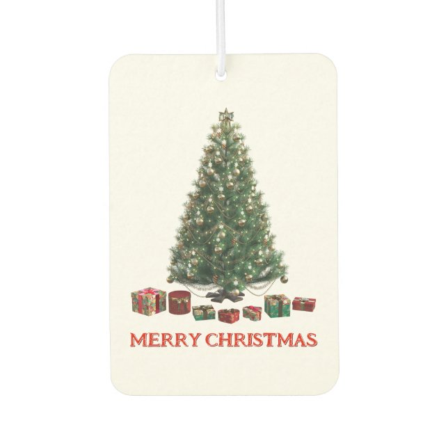 Merry Christmas. Tree (design 1) with gifts Autolufterfrischer (Vorderseite)
