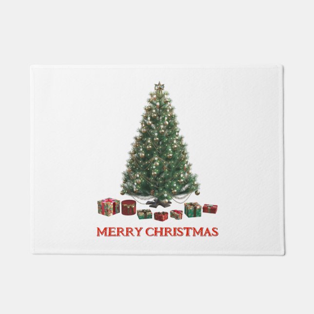Merry Christmas. Tree (design 1) with gifts Fußmatte (Vorderseite)
