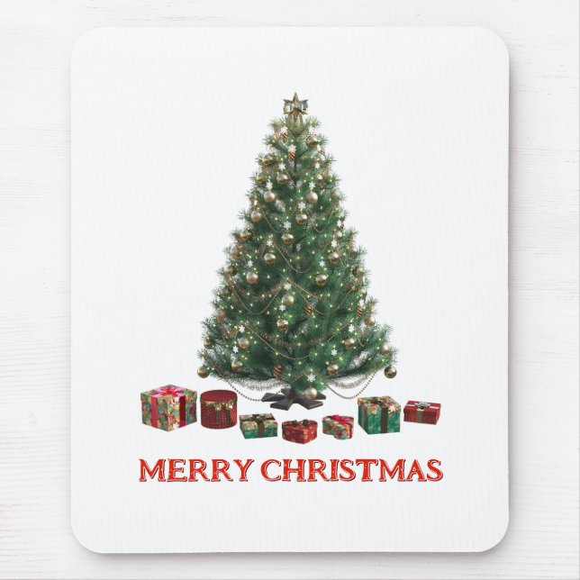 Merry Christmas. Tree (design 1) with gifts Mousepad (Vorne)