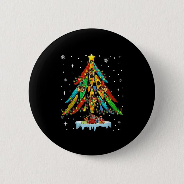 Merry Christmas Tree Kayak Kayaking - Uni-adults,  Button (Vorderseite)
