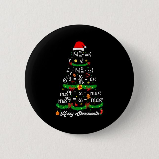 Merry Christmas Tree Math Teacher Xmas Tee Merry C Button (Vorderseite)