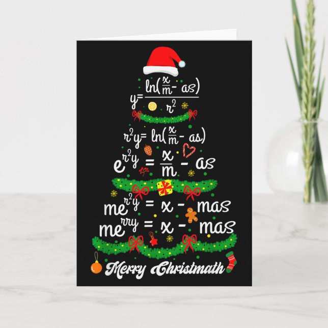 Merry Christmas Tree Math Teacher Xmas Tee Merry C Karte (Vorderseite)