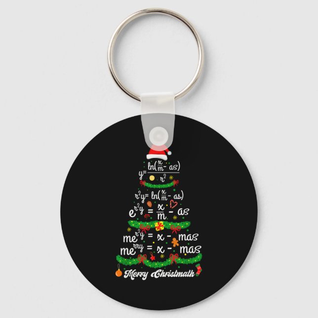Merry Christmas Tree Math Teacher Xmas Tee Merry C Schlüsselanhänger (Vorderseite)