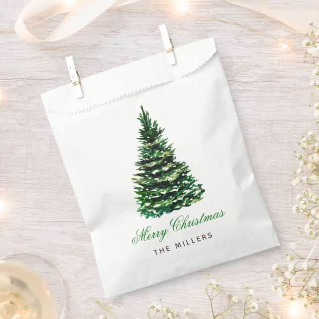 Merry Christmas Tree Name Elegant Calligraphy Geschenktütchen (Ausgeschnitten)