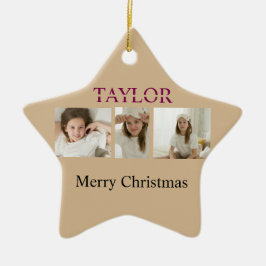 Merry Christmas Tree Ornament – Kid Photo And Name