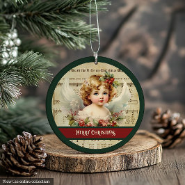 Merry Christmas Tree Ornament Vintage Angel
