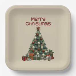 Merry Christmas Tree Paper Plate Pappteller