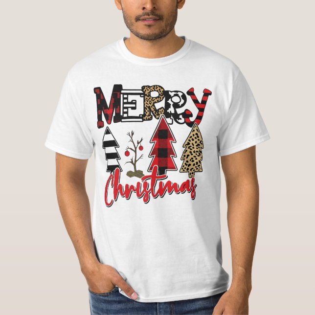 Merry Christmas Tree Patchwork T-Shirt (Vorderseite)