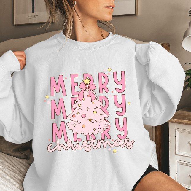 Merry Christmas Tree pink Coquette Sweatshirt (Von Creator hochgeladen)