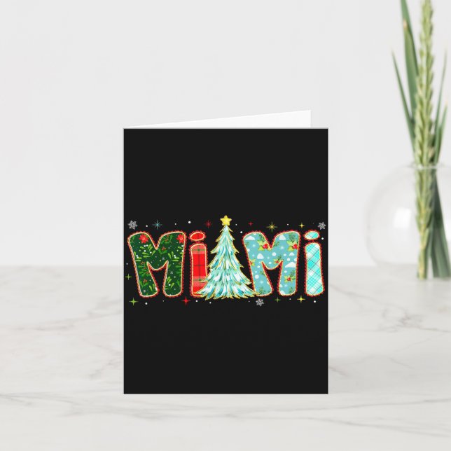 Merry Christmas Tree Plaid Mimi Aesthetic Mom Mama Karte (Vorderseite)