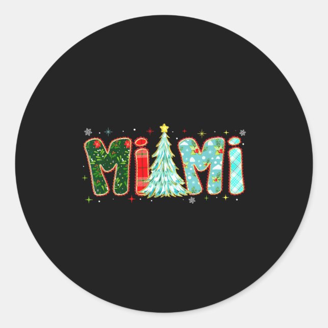 Merry Christmas Tree Plaid Mimi Aesthetic Mom Mama Runder Aufkleber (Vorderseite)
