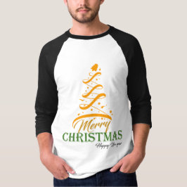 Merry Christmas Tree Raglan T-Shirt ⚾ | Freefit M