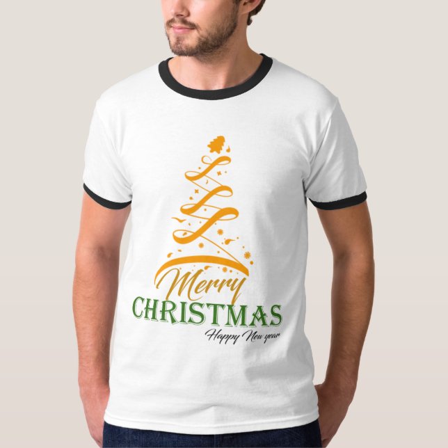 Merry Christmas Tree Ringer T-Shirt 🎄 | Freefit H (Devant)