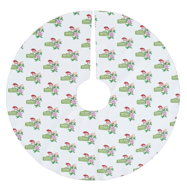 Merry Christmas Tree Skirt Santa Claus Polyester Weihnachtsbaumdecke (Vorderseite)