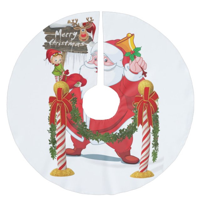 Merry Christmas Tree Skirt Santa Claus Polyester Weihnachtsbaumdecke (Vorderseite)