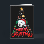 Merry Christmas Tree Soccer Santa Hat 2021 Feiertagskarte<br><div class="desc">A fun holiday greeting for the 2021 Christmas . "Merry Christmas Tree Soccer Santa Hat 2021 " is the message in typographic elements,  you can delete it or change it.</div>